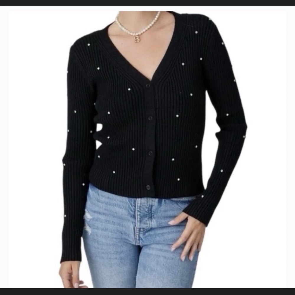 Black Sweater with Stud Accents